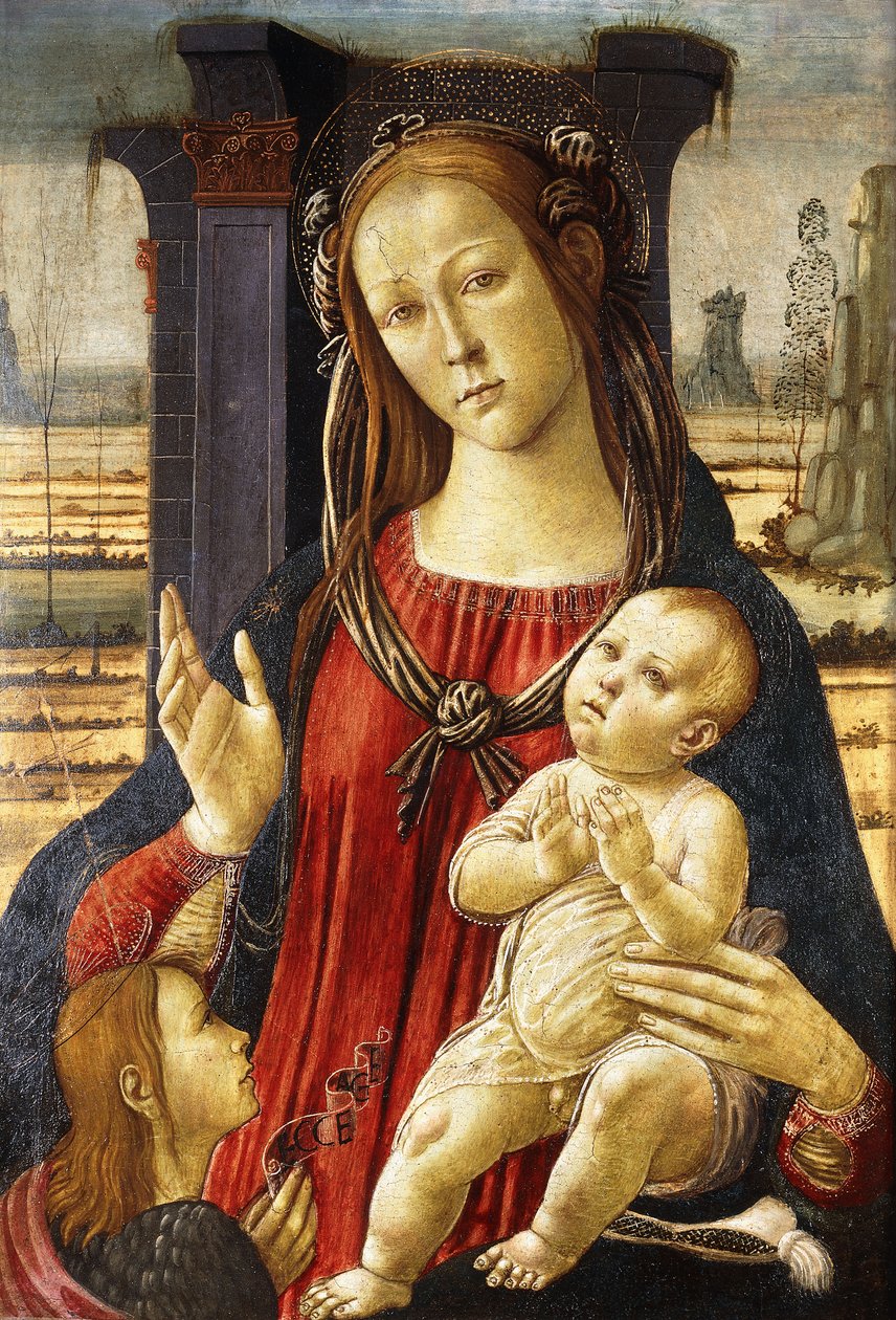 Madonnan och barnet med spädbarnet Johannes Döparen, av Jacopo del Sellaio