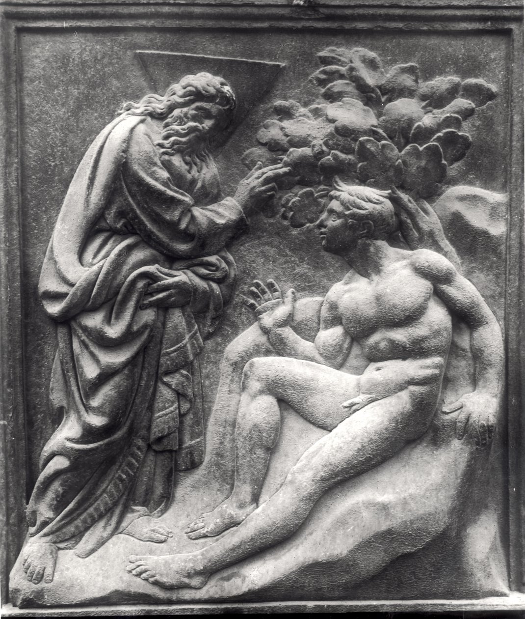 Skapandet av Adam, panel från Porta Magna, ca 1430 (marmor) av Jacopo della Quercia
