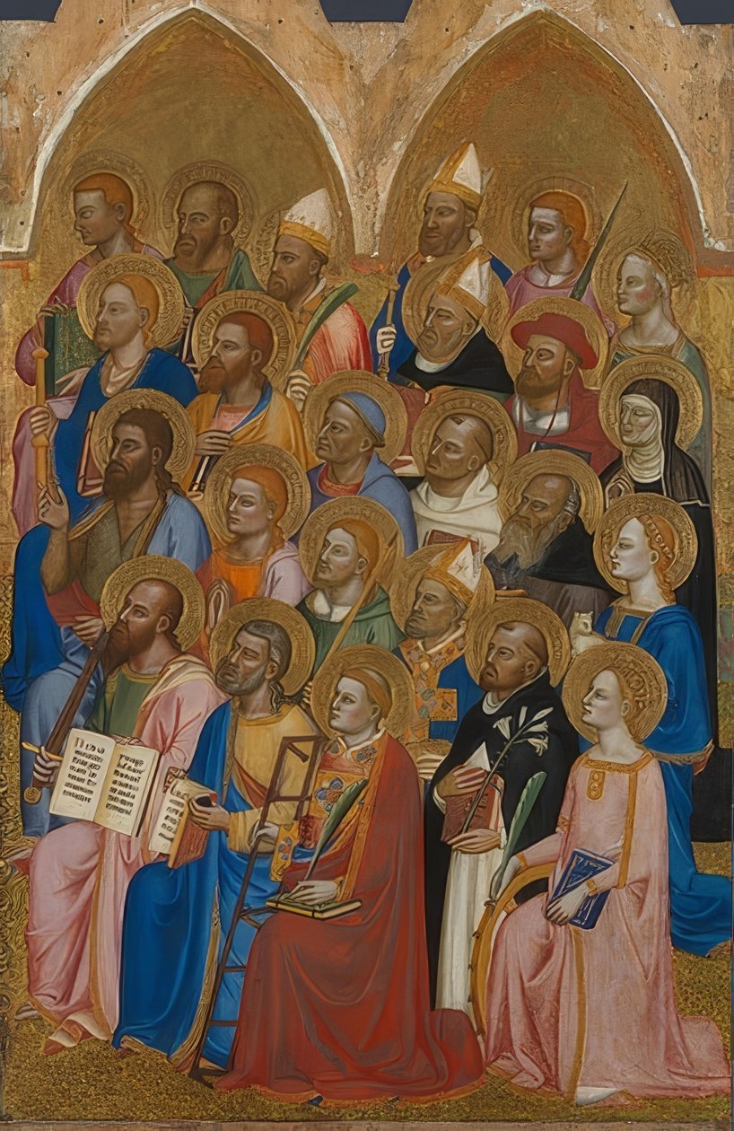 Adoring Saints (flygeln till San Pier Maggiore-altaret). 1370-71 av Jacopo di Cione