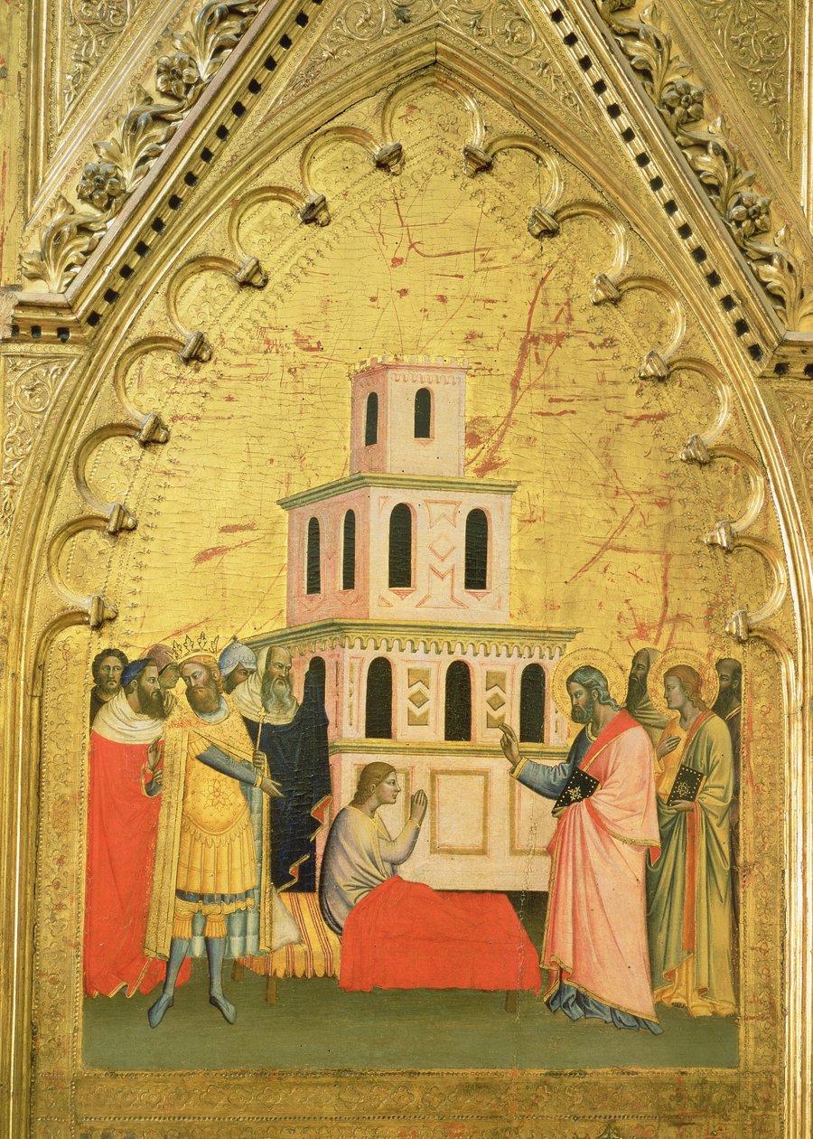 St. Matthew Faatuina se Tama Talavou Mai le Oti, mai le Fatafaitaulaga a St. Matthew ma Vaaiga mai Lona Soifuaga, c.1367-70 (temper on panel)swed av Jacopo di Cione