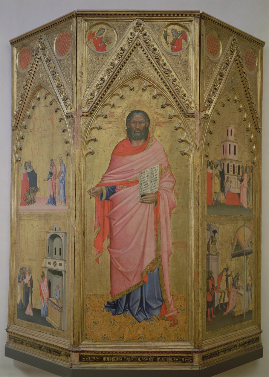 St Matthew och scener av hans liv (tempera på panel) av Jacopo di Cione