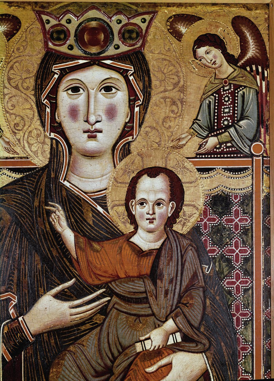 Jungfru och barn med en ängel - Tempera på trä av Meliore di Jacopo av Jacopo di Meliore