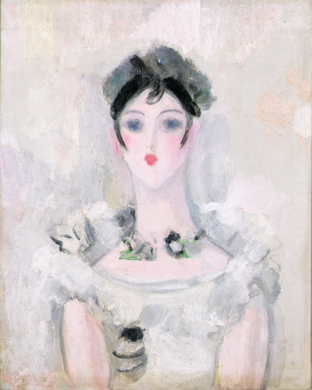 Porträtt av en ung kvinna med spetsliv, ca 1925-6 (olja på duk) av Jacqueline Marval