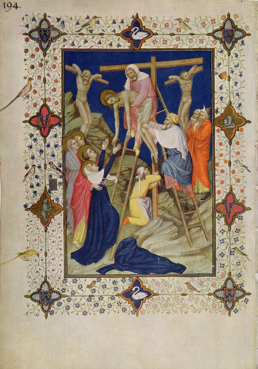 MS 11060-11061 Hours of the Cross: Vesper, nedstigningen från korset av Jacquemart de Hesdin