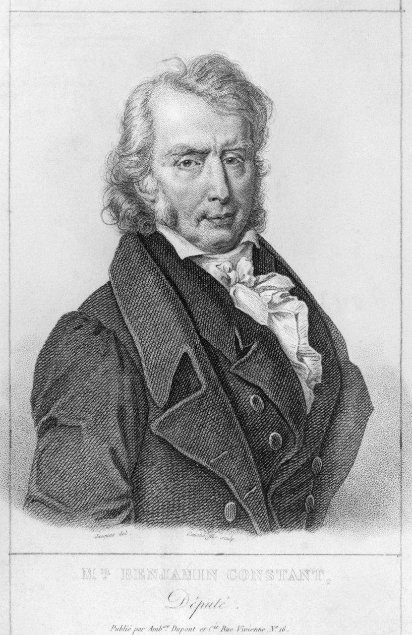 Henri Benjamin Constant de Rebecque (1767-1830) som ställföreträdare, graverad av Louis Francois Couche (1782-1849) av Jacques