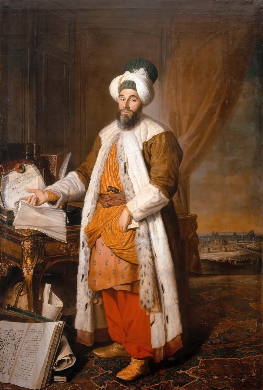 Porträtt av Mehemet Said Pacha, Bey av Rumänien, den osmanske sultanen Mahmoud I:s ambassadör i Versailles, 1742 av Jacques Andre Joseph Camelot Aved
