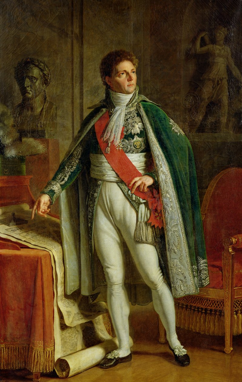Louis Alexandre Berthier (1753-1815) Visar en karta över skogen Fontainebleau, 1808 av Jacques Augustin Catherine Pajou