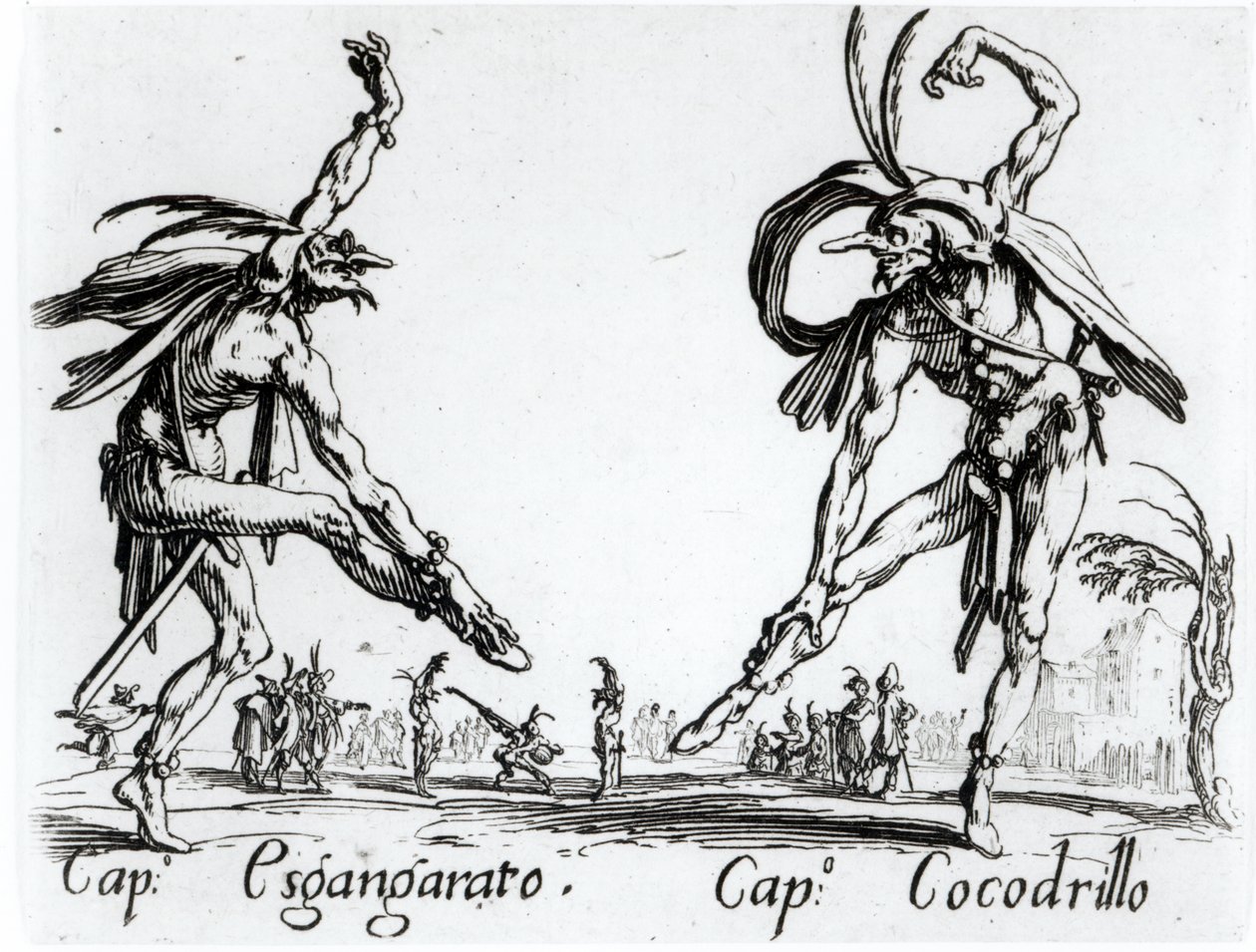 I Balli de Spessanei, eller Le Grande Chasse (gravyr) (bw foto) av Jacques Callot