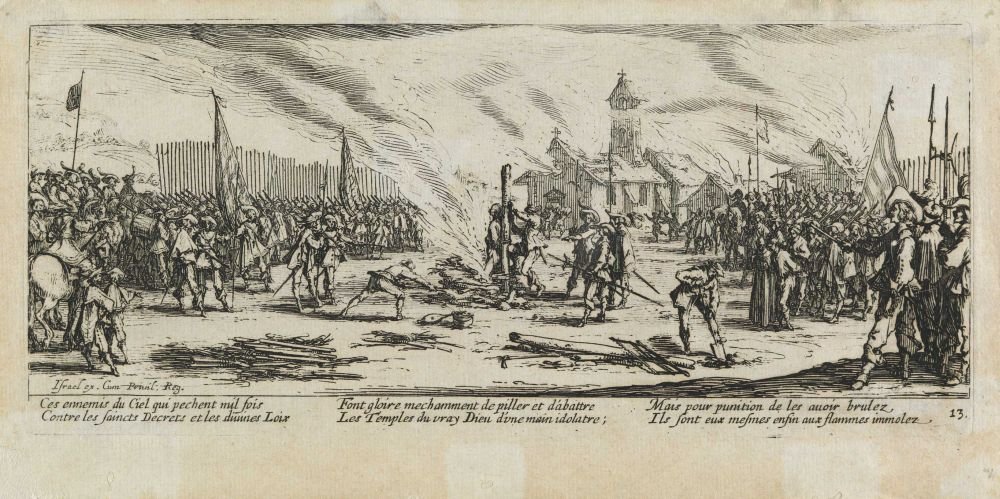 The bonfire Les miseres et les mal-heures de la guerre, pl. 13 av Jacques Callot