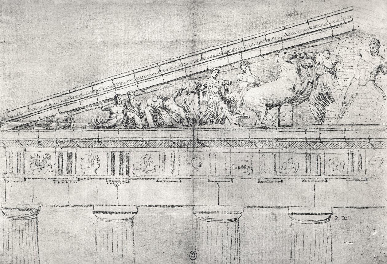 Undersøgelse af en fronton fra Parthenon swed av Jacques Carrey