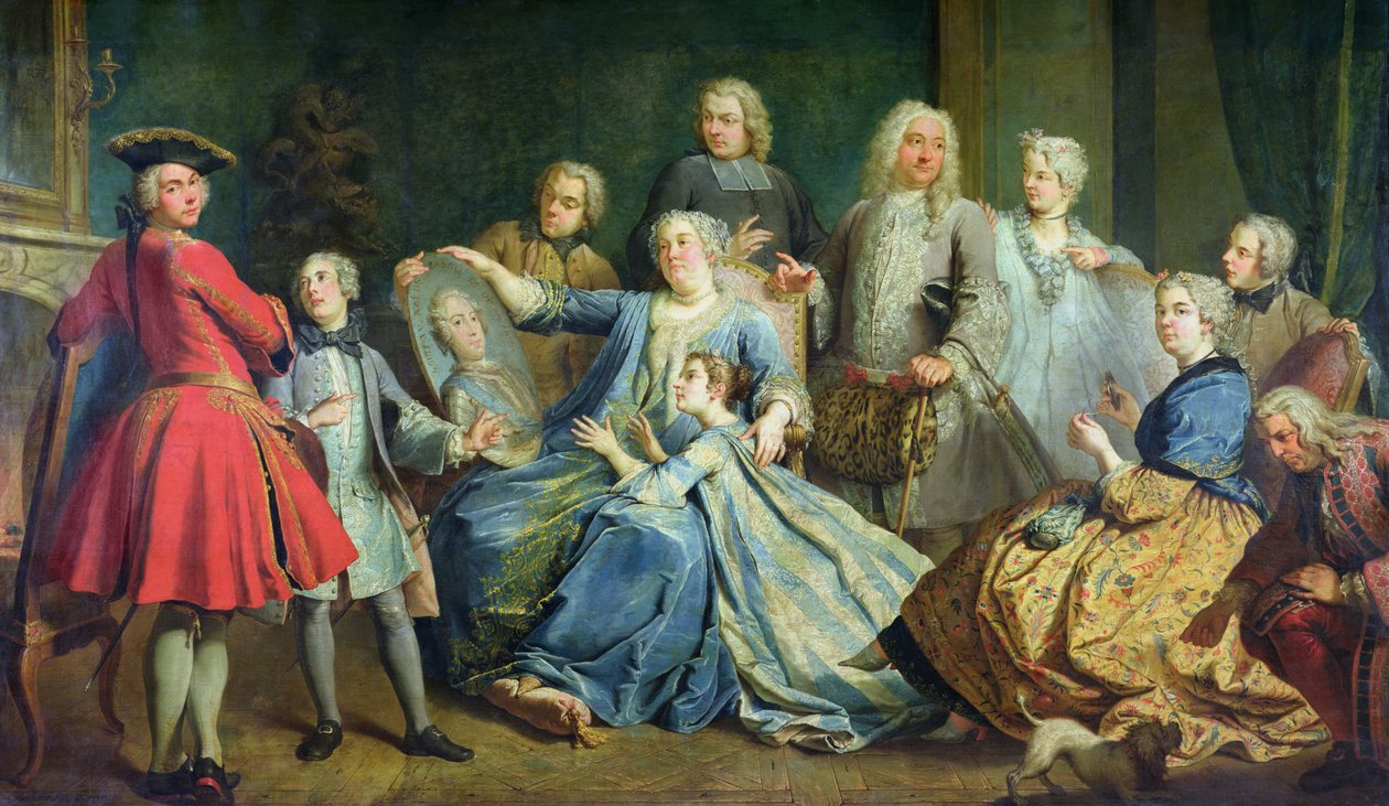 Madame Mercier (1683-1750) Omgiven av sin familj, 1731 av Jacques Dumont