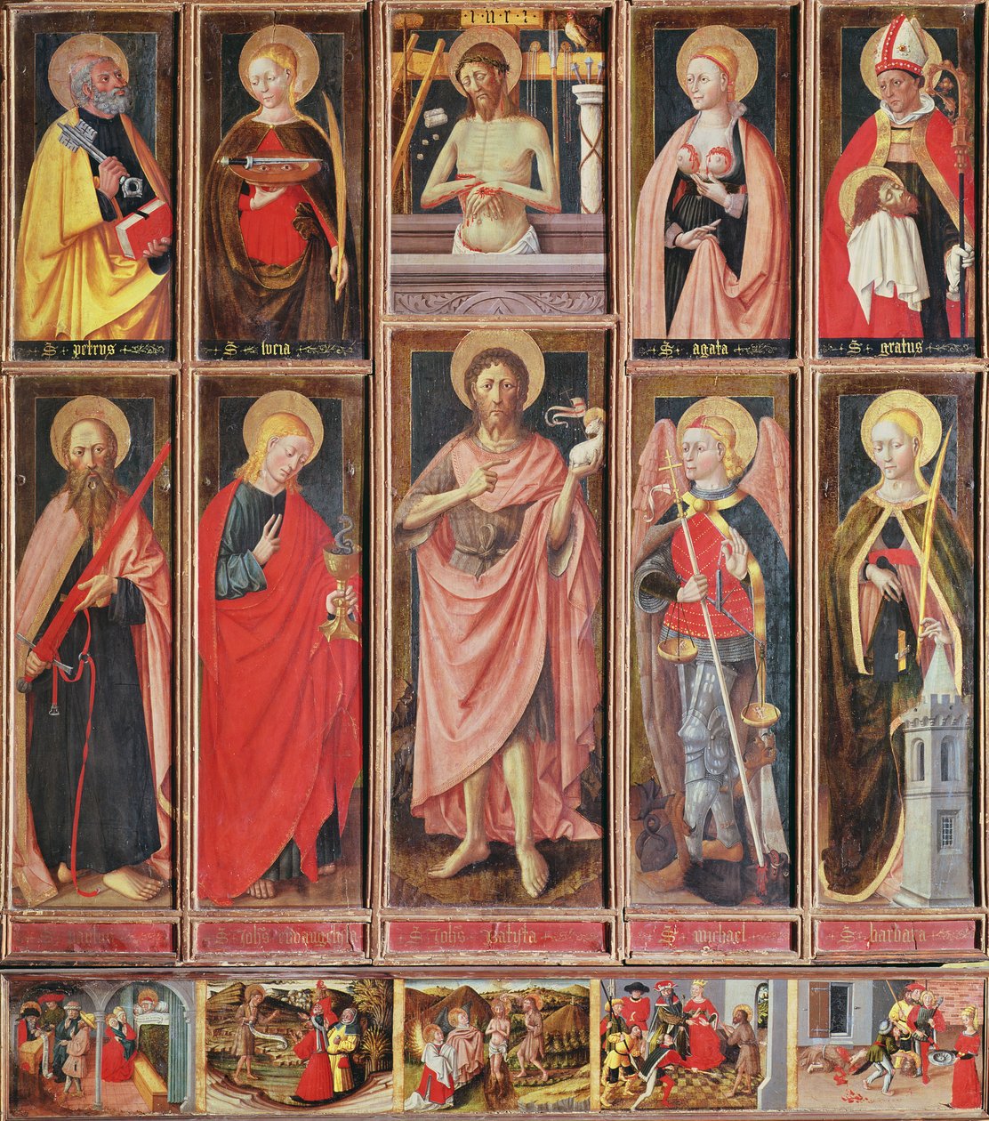 Johannes Döparens altartavla (tempera på panel) av Jacques Durandi