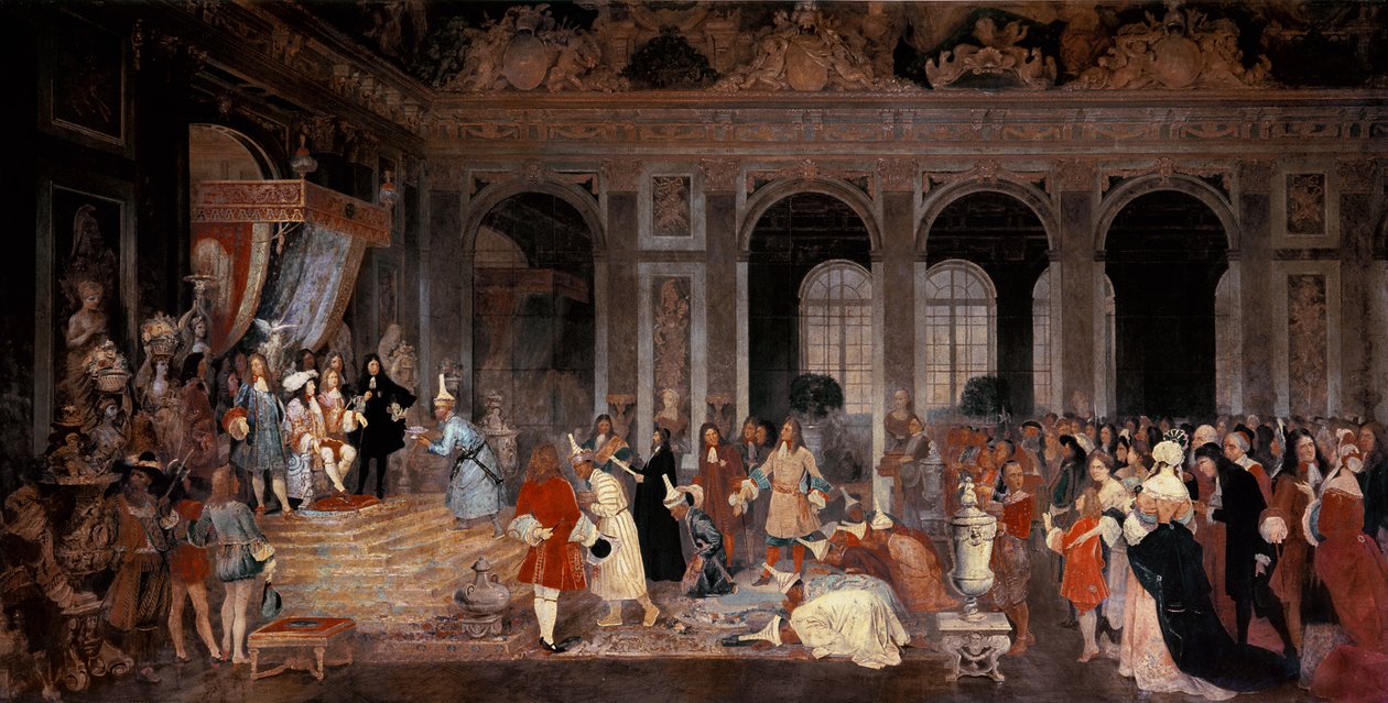Ludvig XIV tar emot ambassadörer från Siam i Versailles, ca 1865-67 av Jacques Edmond Leman