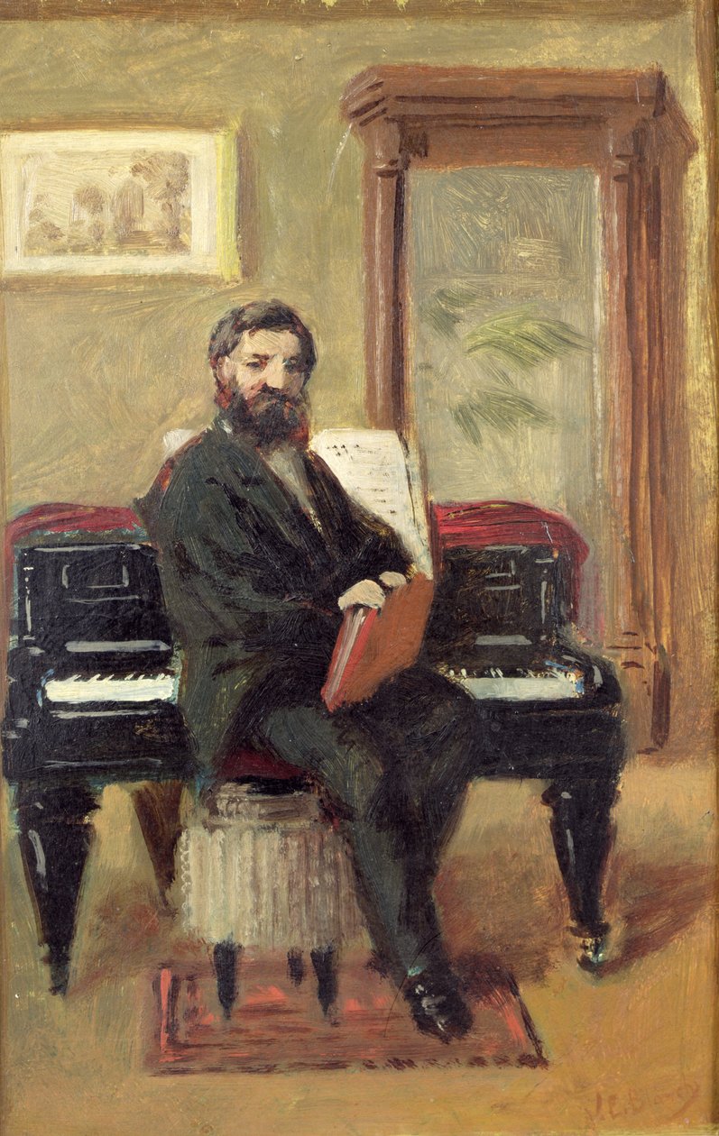 Claude Achille Debussy (1862-1918) vid sitt piano av Jacques Emile Blanche