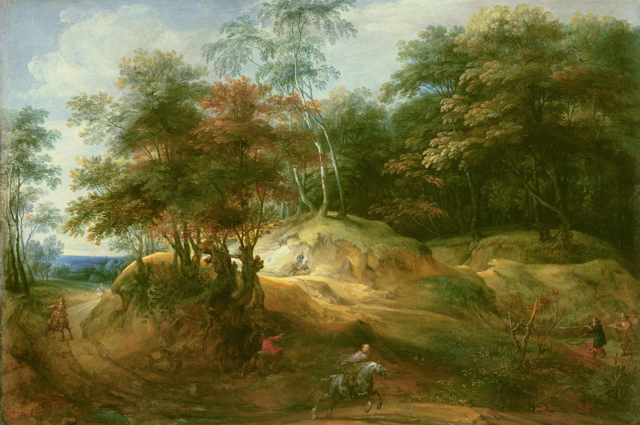 Skogslandskap med bakhåll av Jacques Fouquieres