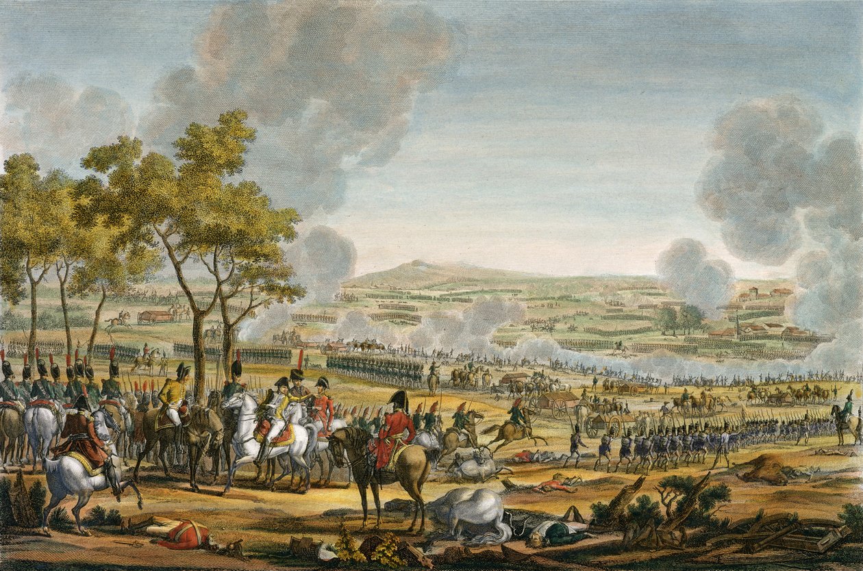 Slaget vid Wagram, 7 juli 1809, graverat av Louis Francois Mariage (akvatint) av Jacques Francois Joseph Swebach