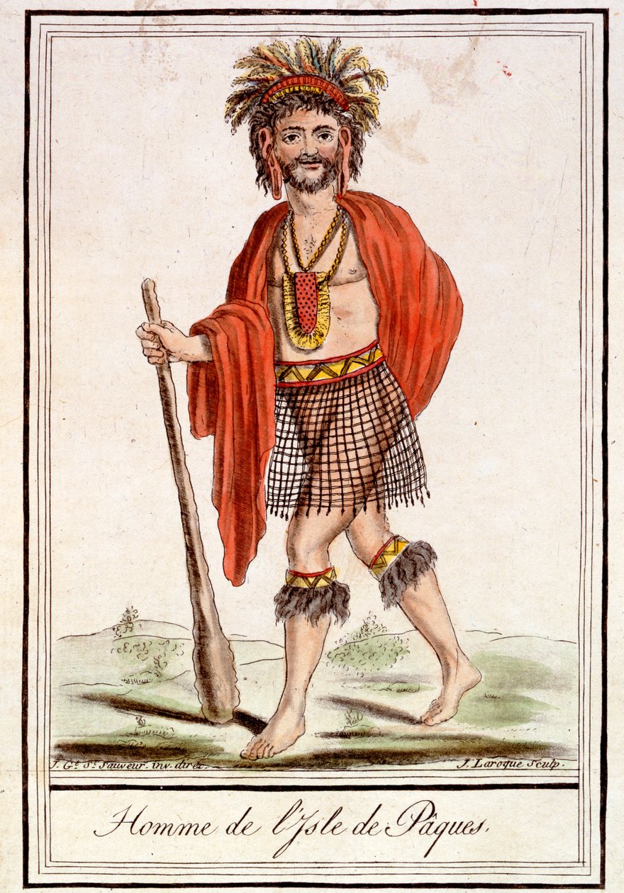 En man från Påskön, ur "Encyclopedie des Voyages", graverad av J. Laroque, 1796 av Jacques Grasset de Saint Sauveur