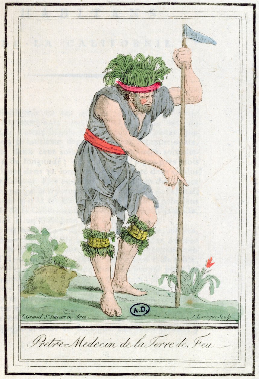 En prästläkare från Terra del Fuego, graverad av Lareque, 1796 av Jacques Grasset de Saint Sauveur