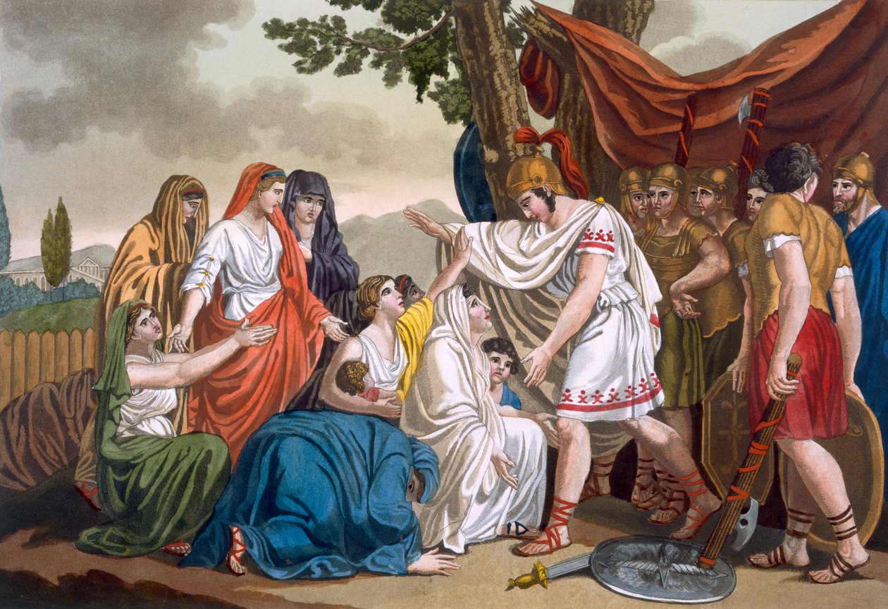Coriolanus och hans mor Volumnia, illustration från 