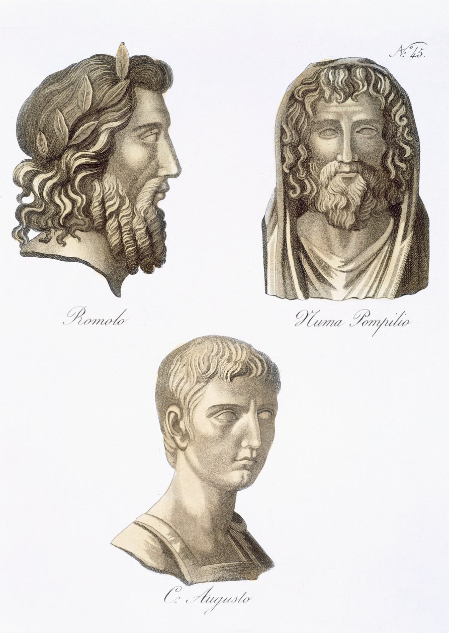 Romulus, Numa Pompilius och Augustus från, 