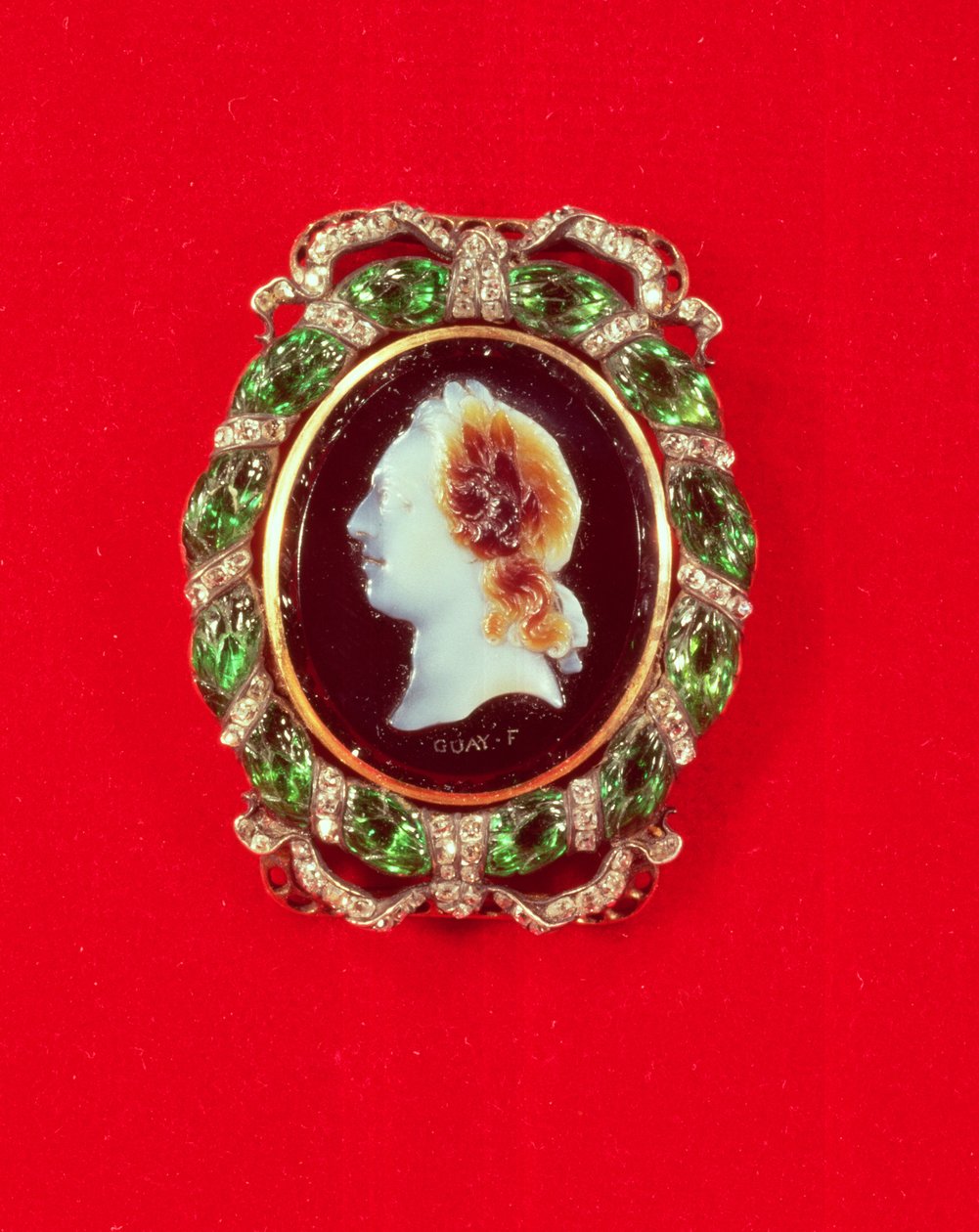 Ludvig XV:s kamé (1710-74) från ett armband som bärs av Madame de Pompadour (sardonyx och ädelstenar) av Jacques Guay
