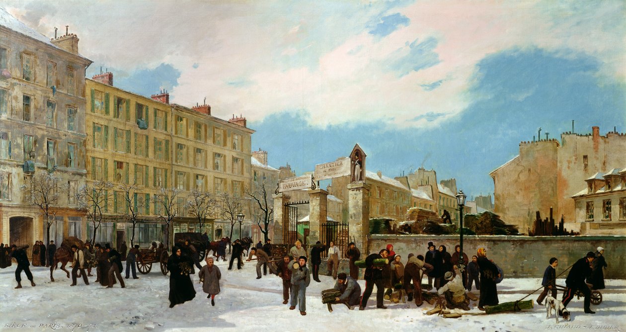 Belägring av Paris. En gård för ved, Boulevard de Montparnasse, januari 1871 av Jacques Guiaud