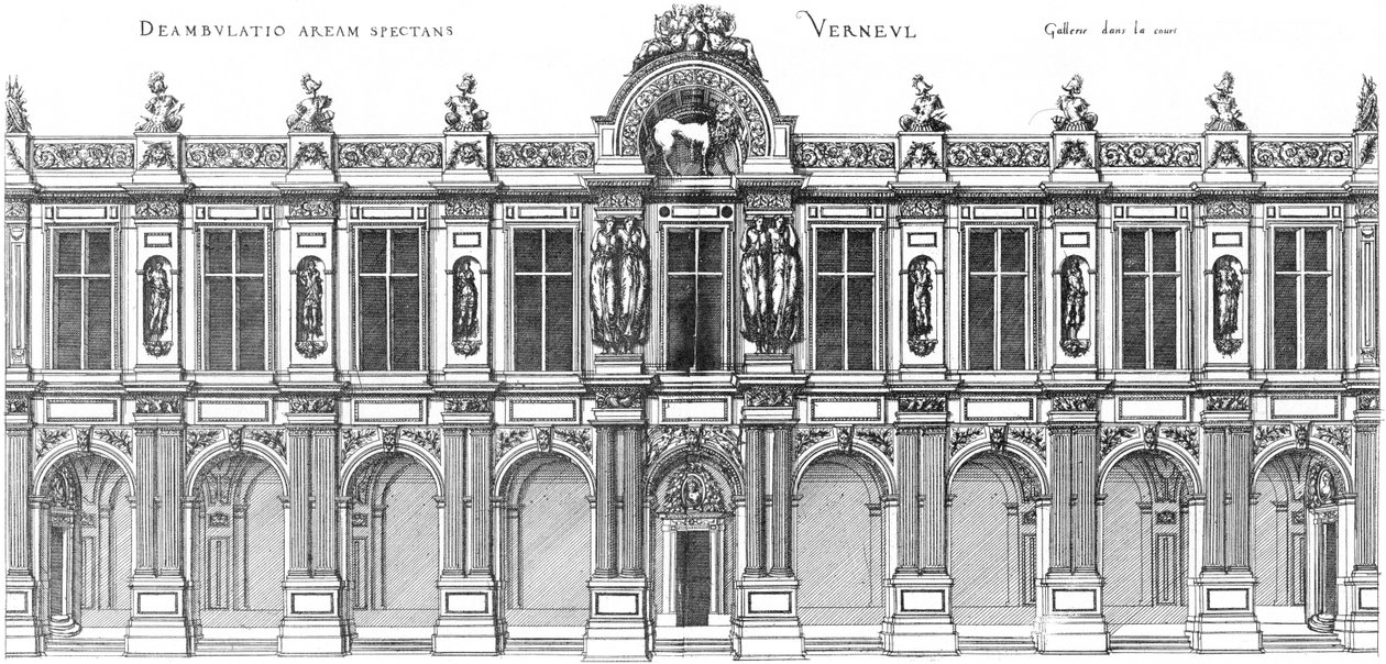 Engraving from Le premier volume des plus excellents Bastiments de France by Jacques I Androuet du Cerceau av Jacques I Androuet du Cerceau
