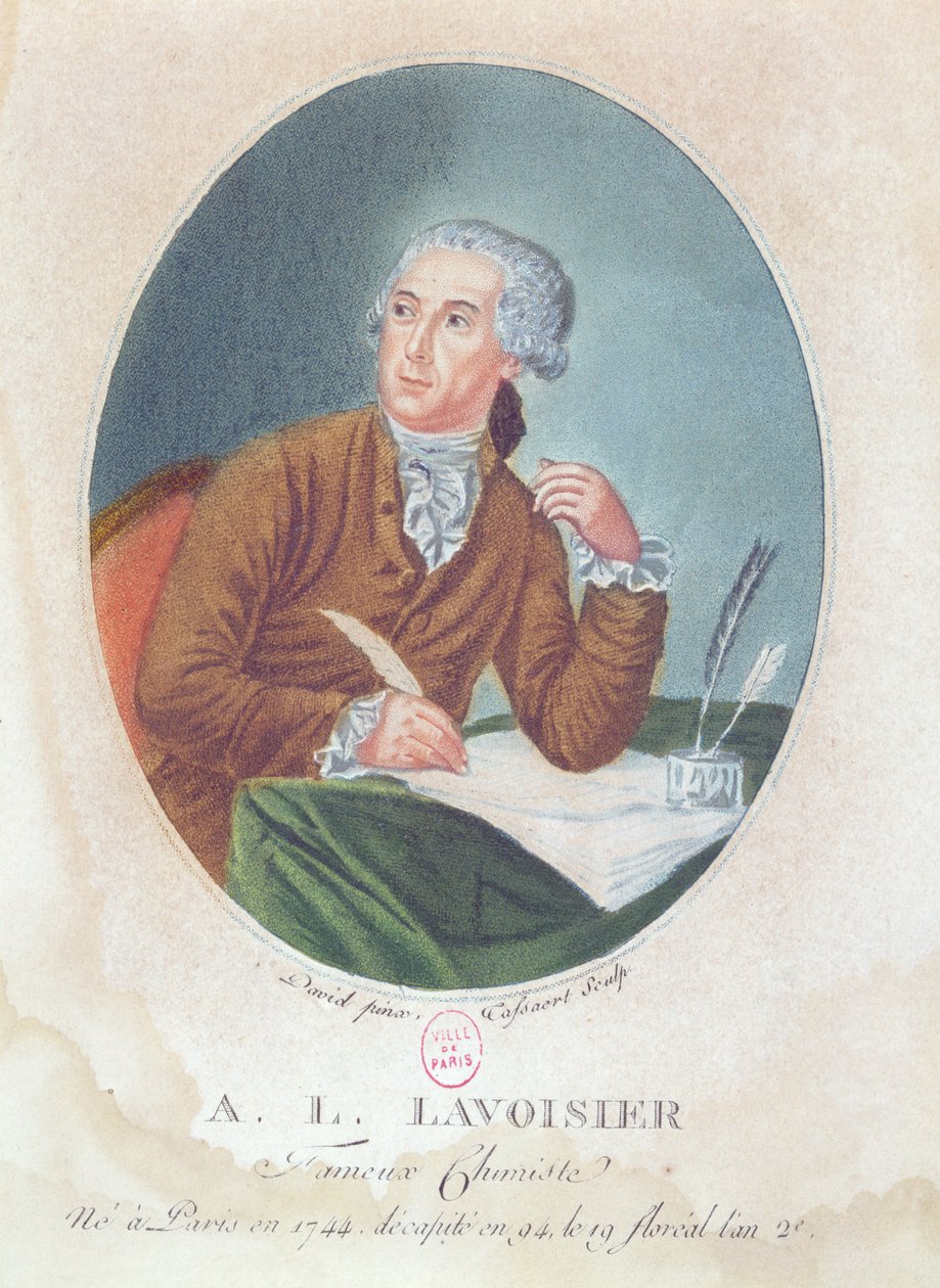 Antoine Laurent de Lavoisier (1743-94) graverad av Tassaert, ca 1794 av Jacques Louis David