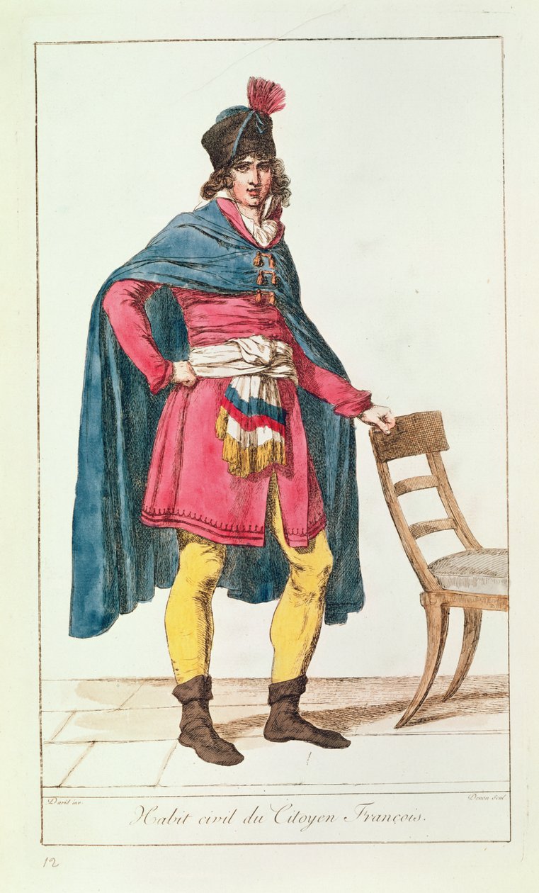 Civil dräkt för en fransk medborgare, graverad av Vivant Dominique Denon av Jacques Louis David