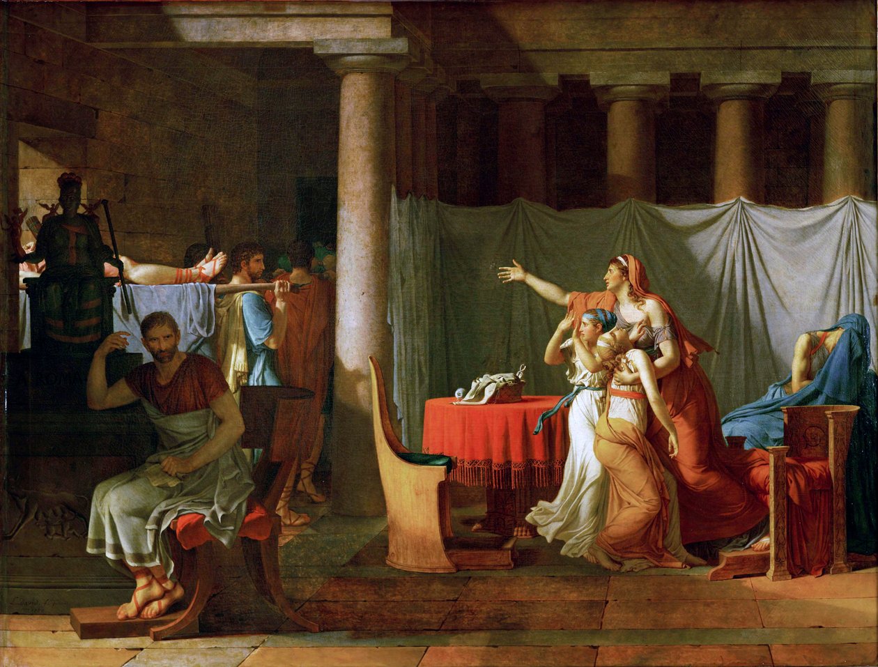 Les Licteurs rapportant à Brutus les corps de ses fils av Jacques Louis David