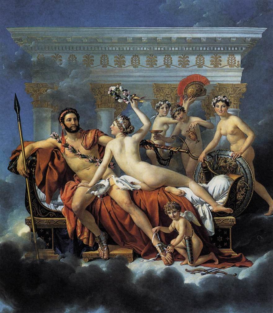 Mars Disarmed by Venus and the Three Graces. av Jacques Louis David