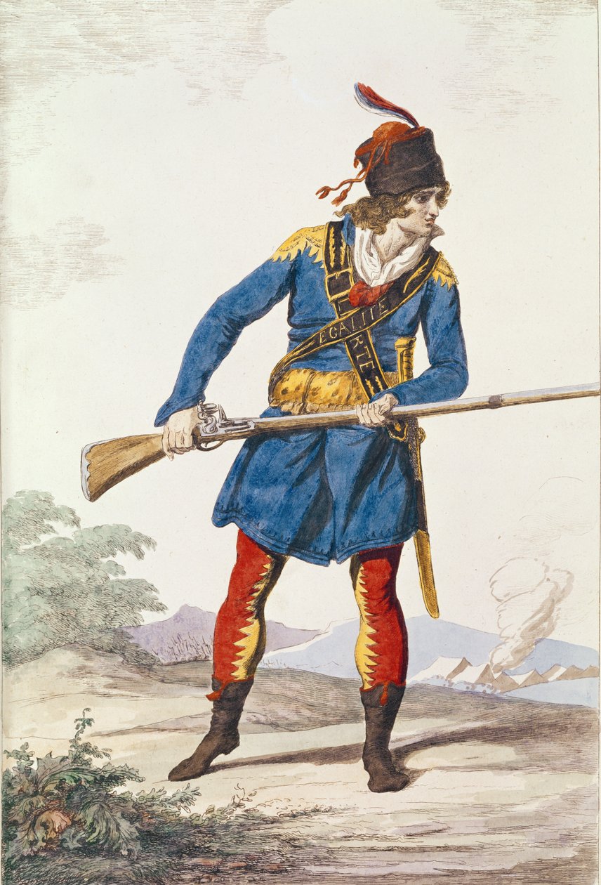 Militärklänning, graverad av Vivant Dominique Denon av Jacques Louis David