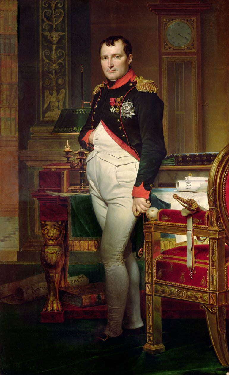 Napoleon Bonaparte i sin studie vid Tuilerierna, 1812 av Jacques Louis David