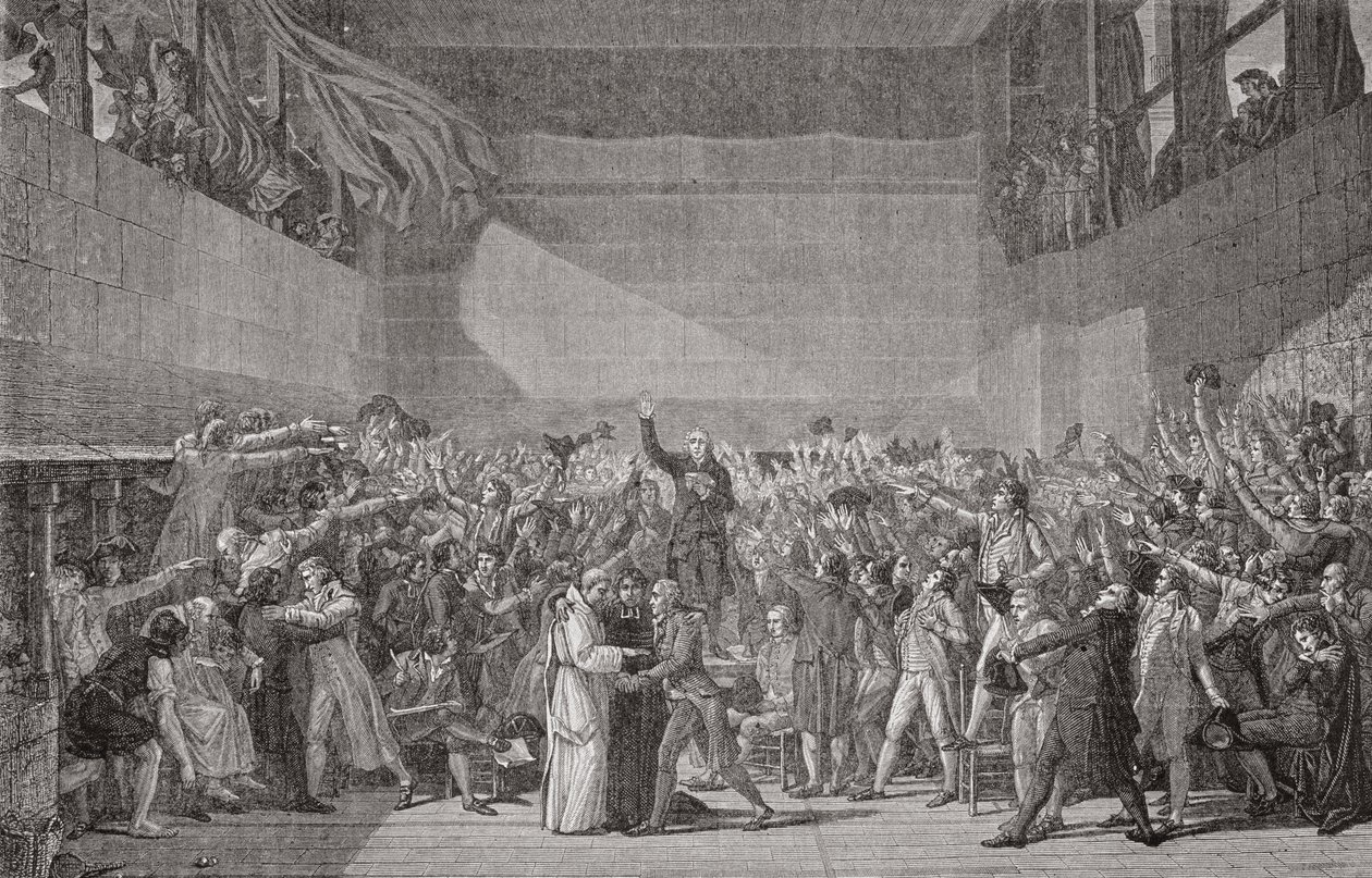 Ed avlagd vid Jeu de Paume, 20 juni 1789, franska revolutionen av Jacques Louis David