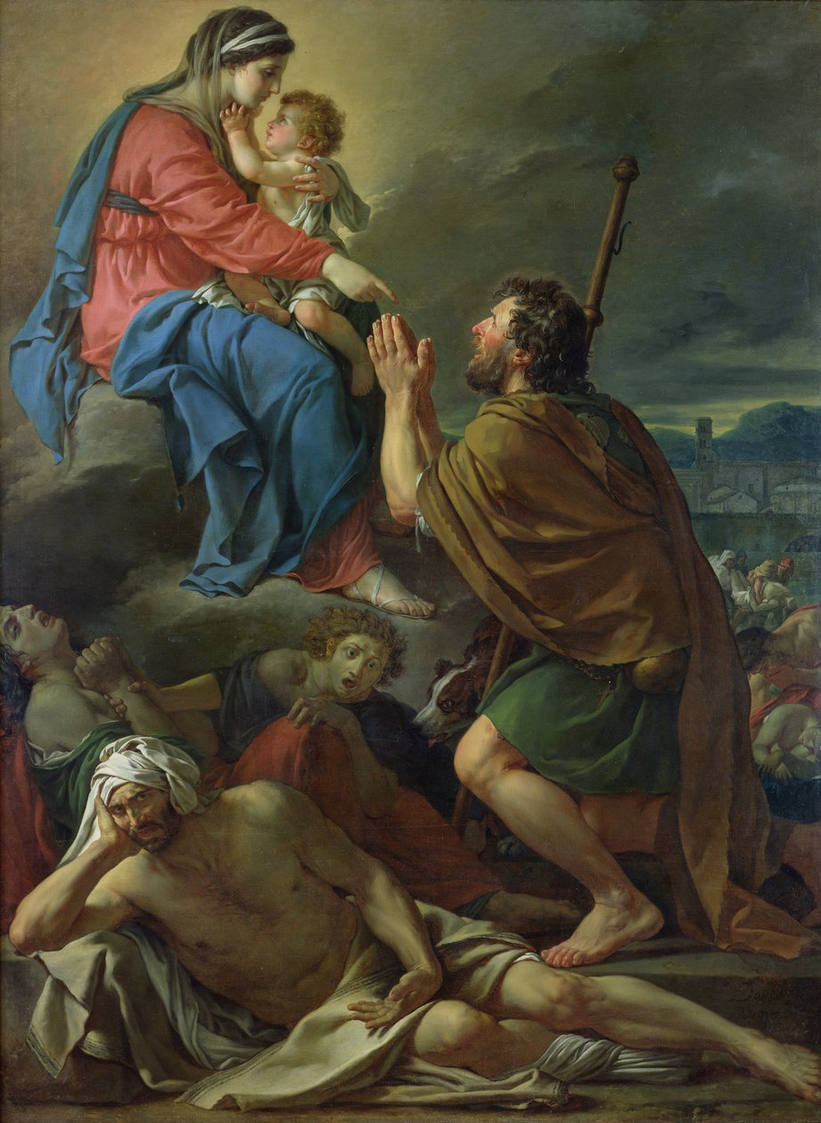 St. Roch ber till jungfrun för ett slut på pesten, 1780 av Jacques Louis David