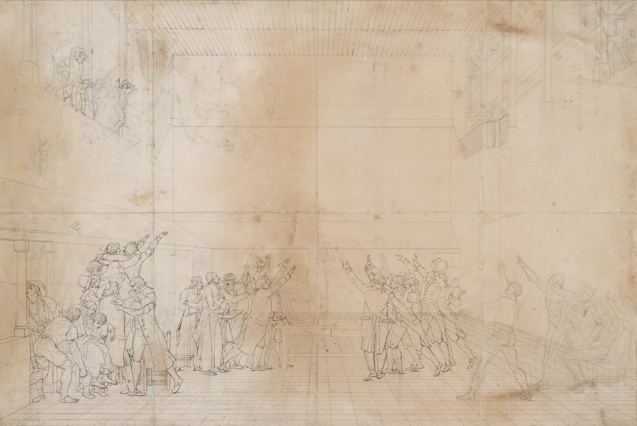 Studie till Tennisbanans ed, ca 1790 (bläck och grafit på papper) av Jacques Louis David