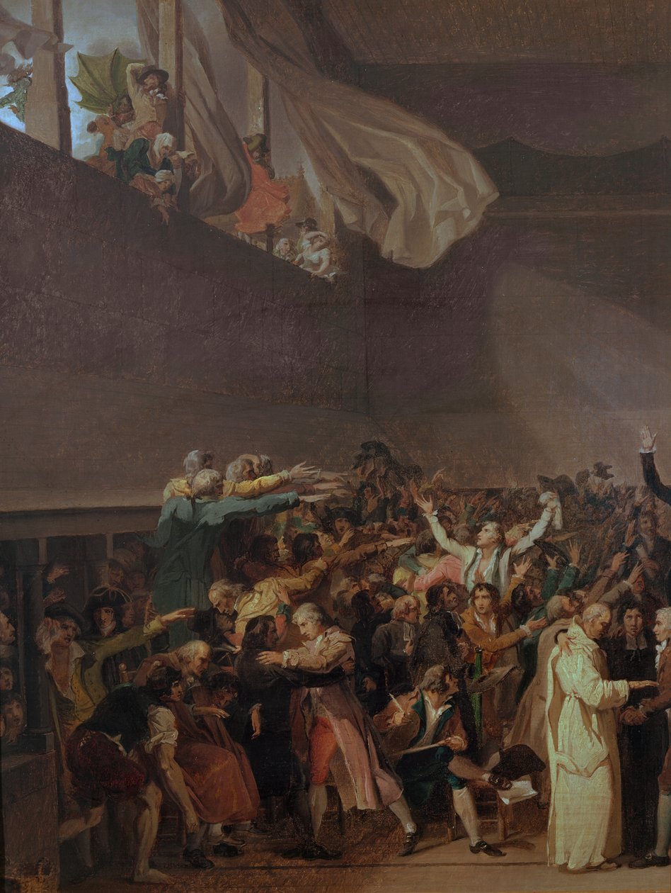 Tennisbanans ed, 20 juni 1789 (vänster del av målningen) av Jacques Louis David