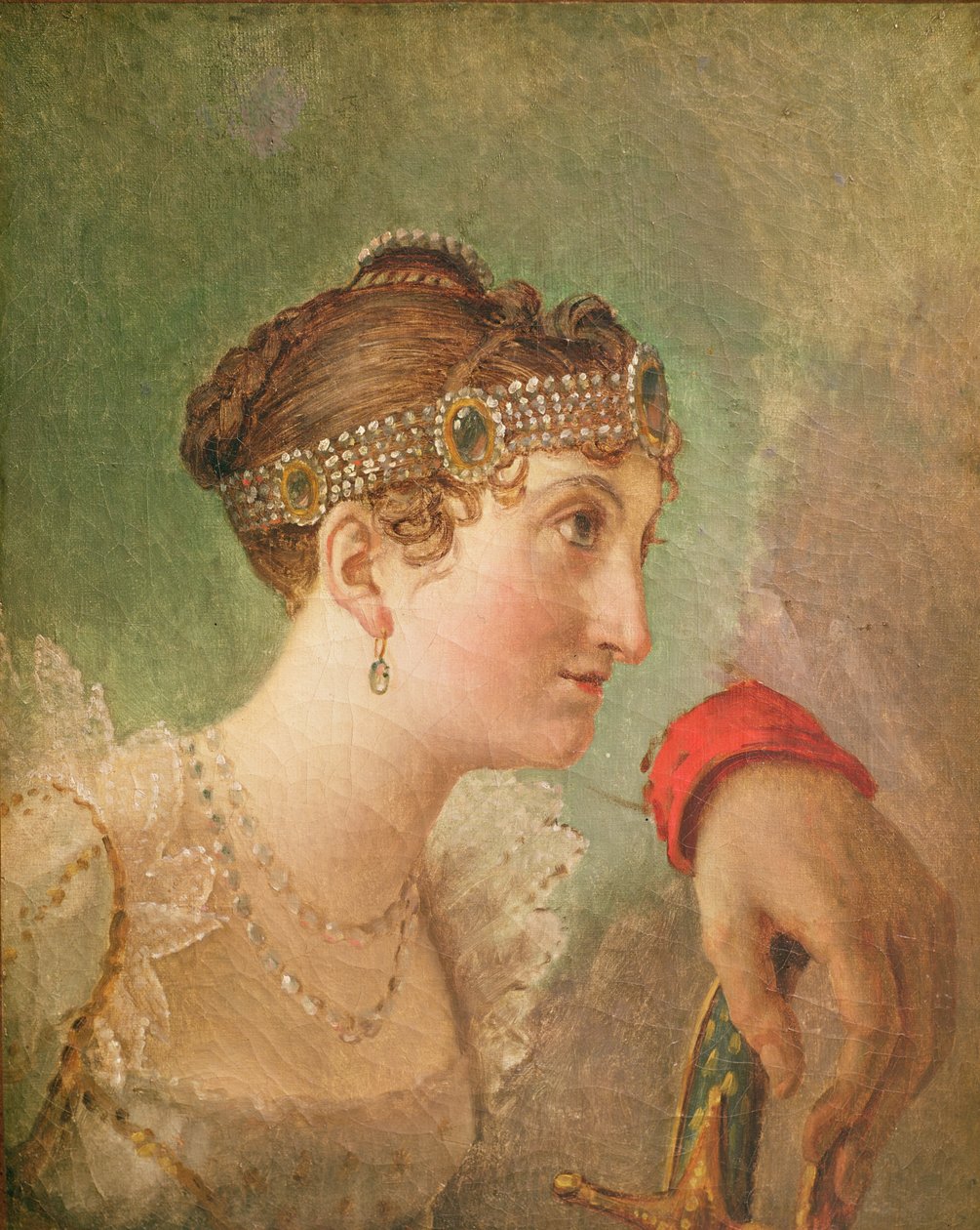 Hertiginnan av Rochefoucauld och Eug ène de Beauharnais hand av Jacques Louis David