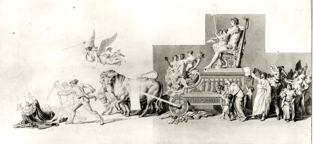Det franska folkets triumf över monarkin, projekt för en operagardin, 1794 (penna, bläck och tvätt på papper) av Jacques Louis David
