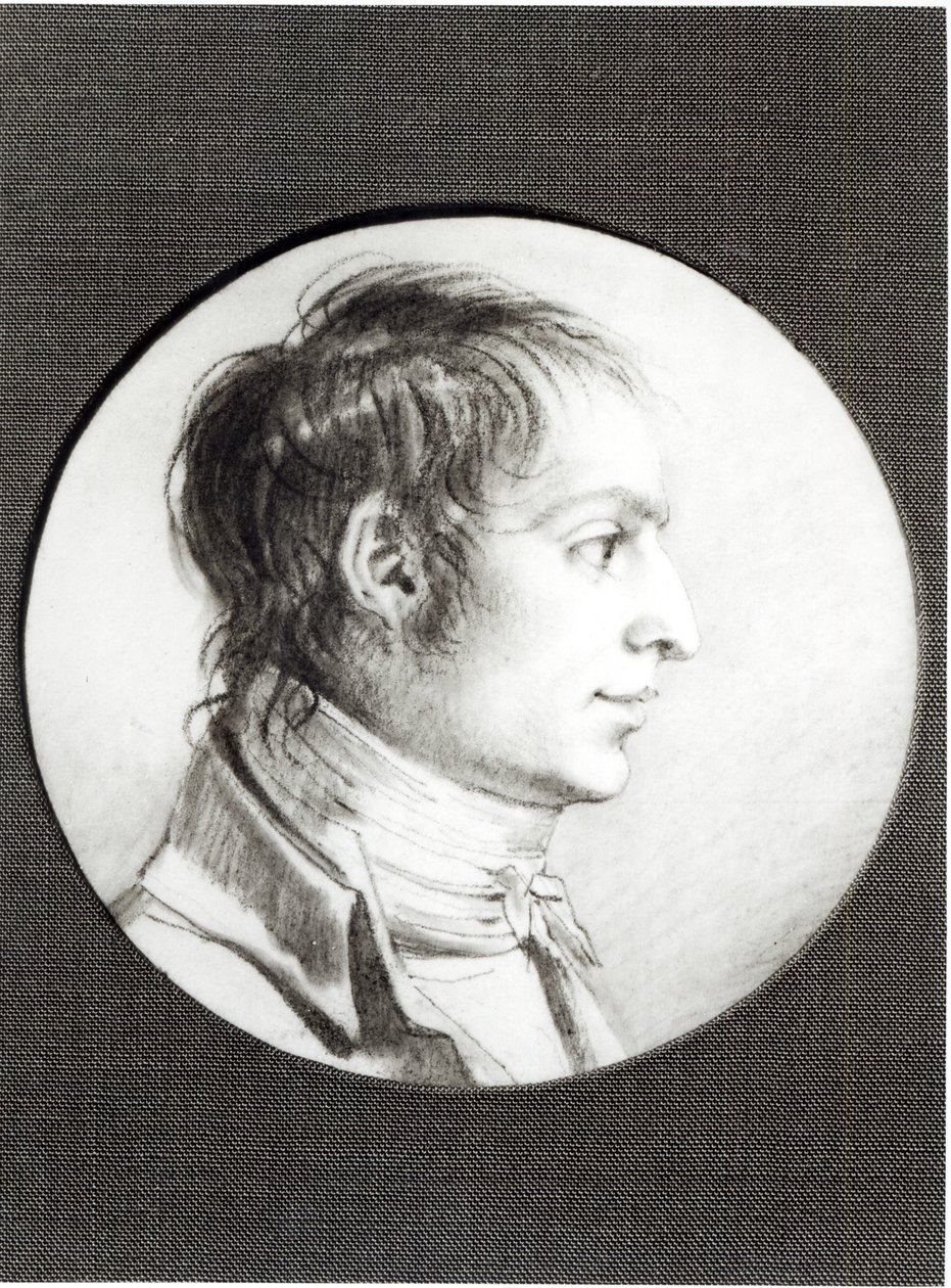 Porträtt antas vara Joseph Bonaparte (1768-1844) (pierre noire på veläng) av Jacques Reattu