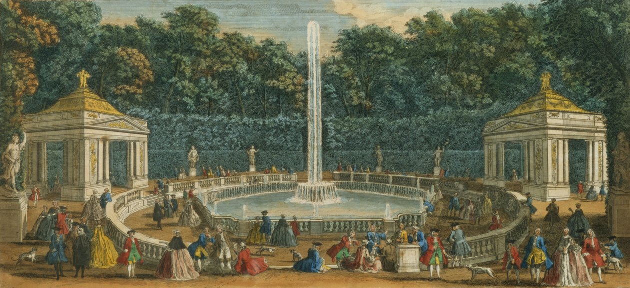 Kupolerna i trädgården i Versailles, pub. av Laurie och Whittle, 1794 av Jacques Rigaud