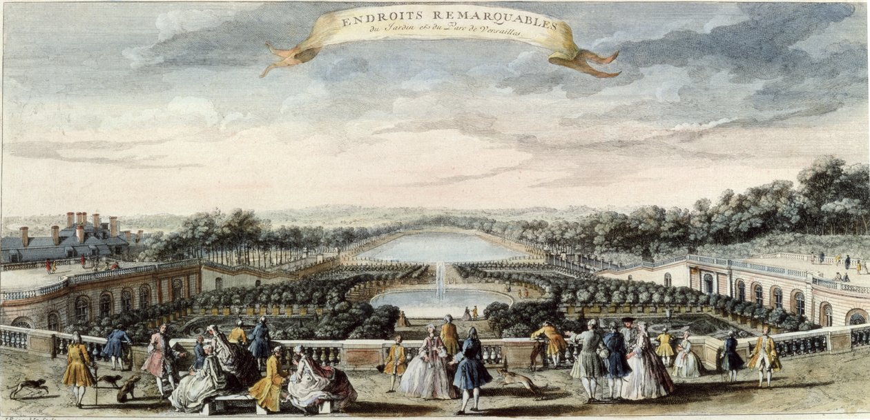 Utsikt över Orangeriet och Canal Grande i Versailles av Jacques Rigaud