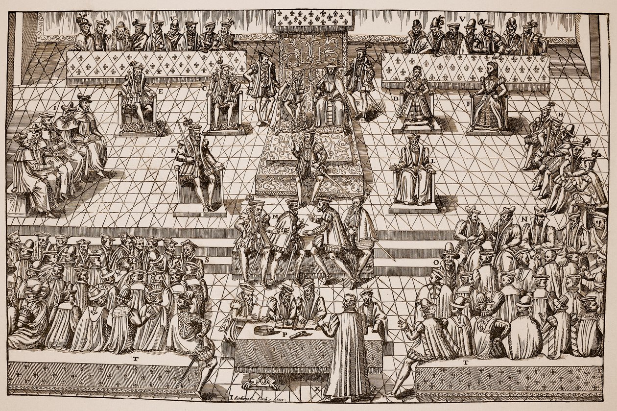 Generalstaterna i Orléans, 1560 (sepiafoto) av Jacques Tortorel