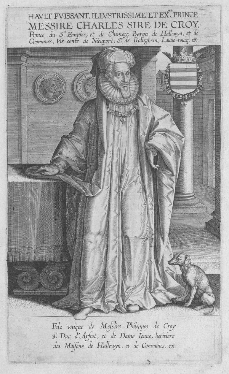 Gravering som visar Charles III av CROÿ av Jacques de Bye