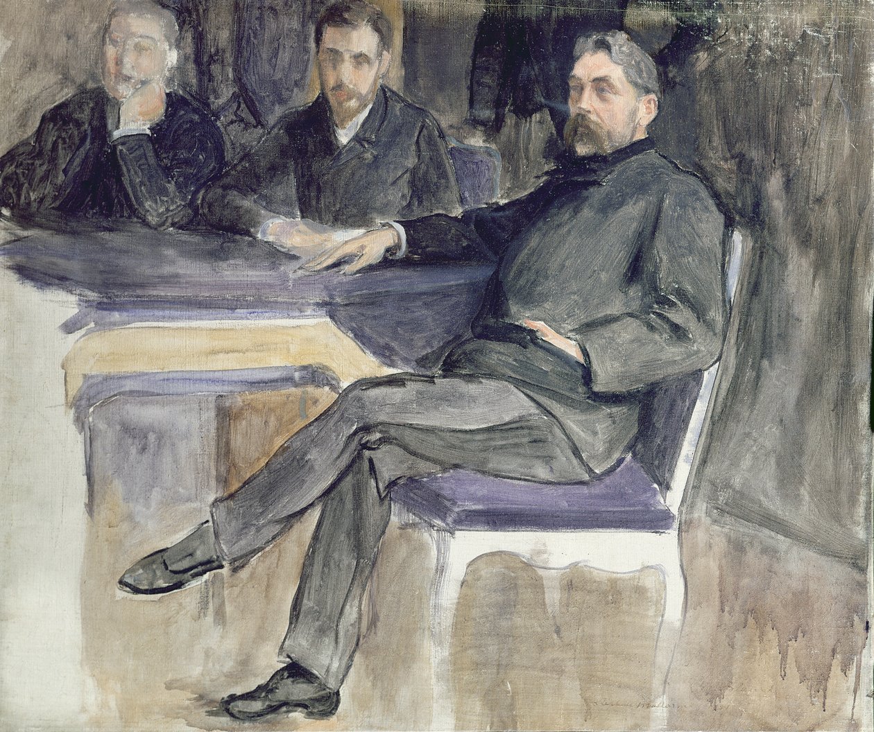 Studera för ett porträtt av Stephane Mallarme (1842-98) och hans vänner från 