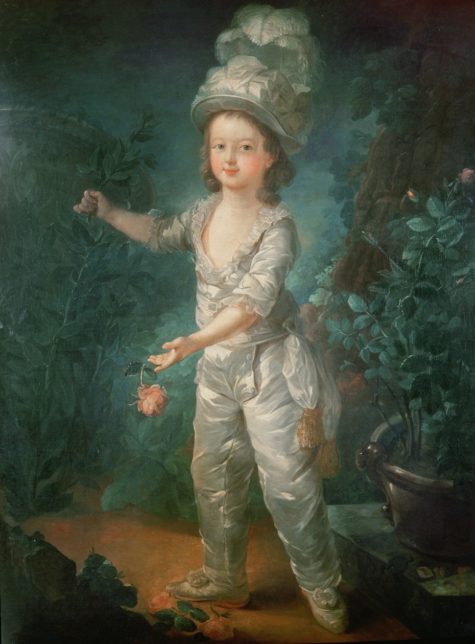 Porträtt av Dauphin, senare kung Ludvig XVII av Frankrike (1785-95) av Jacques Fabien Gautier d