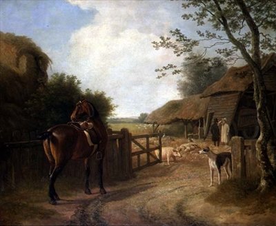 Daniel Beale på sin gård i Edmonton med sin favorithäst av Jacques Laurent Agasse