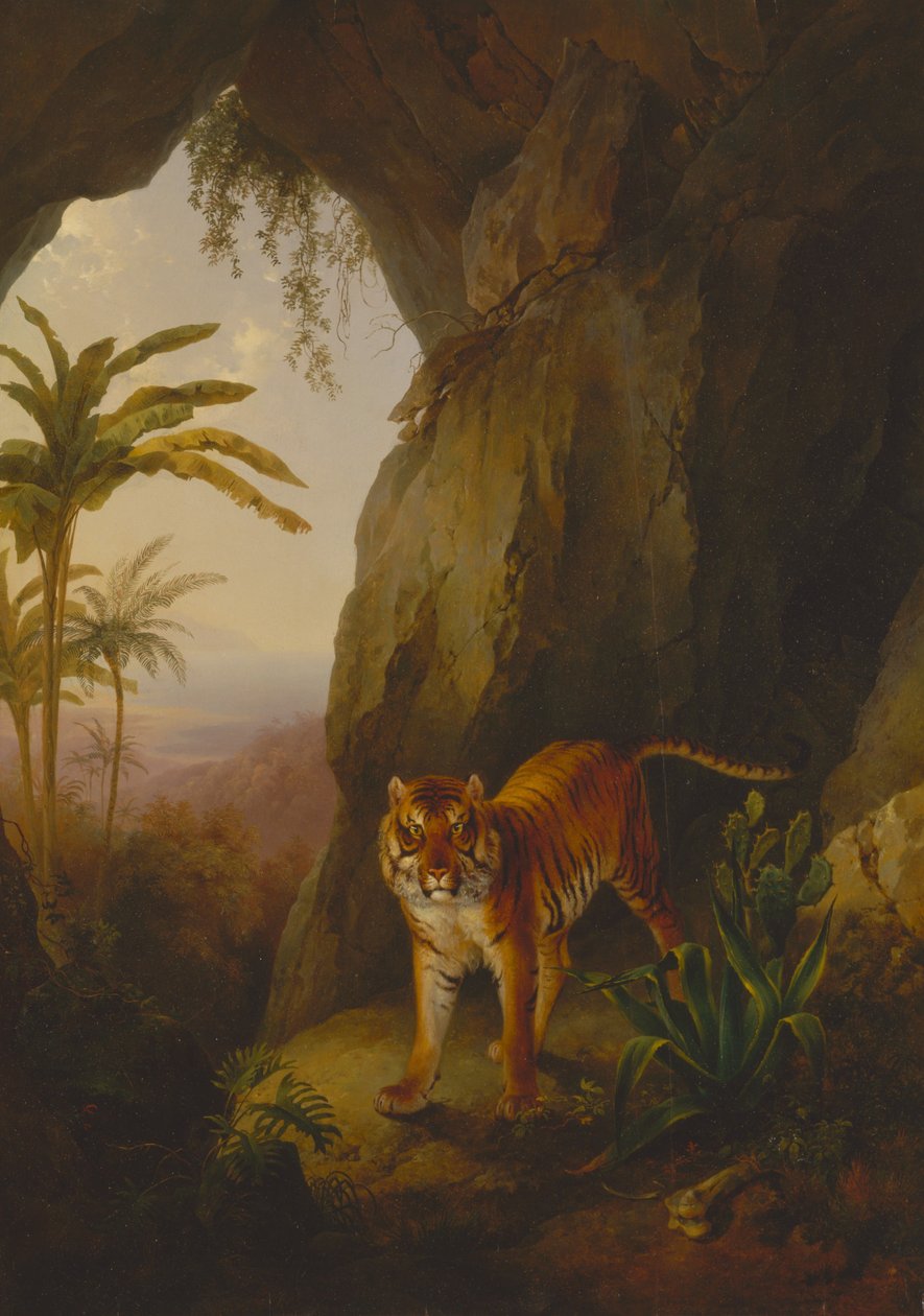 Tiger i en grotta av Jacques-Laurent Agasse