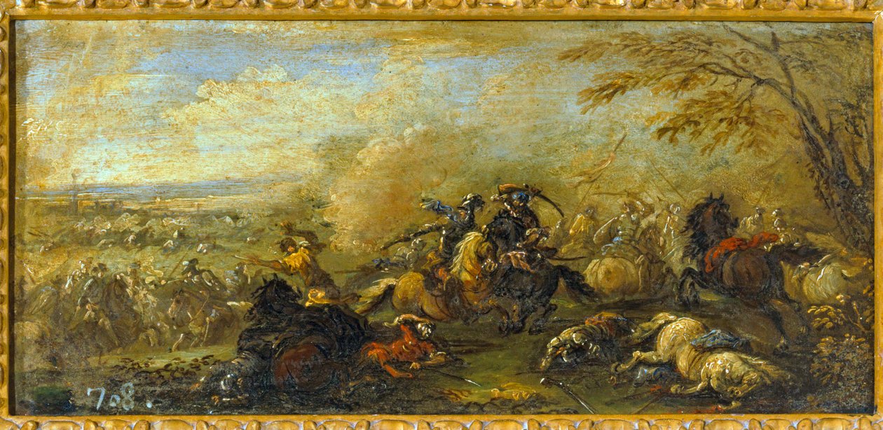 En strid mellan kristna och muslimer ... (olja på duk) av Jacques (1621 76) Courtois