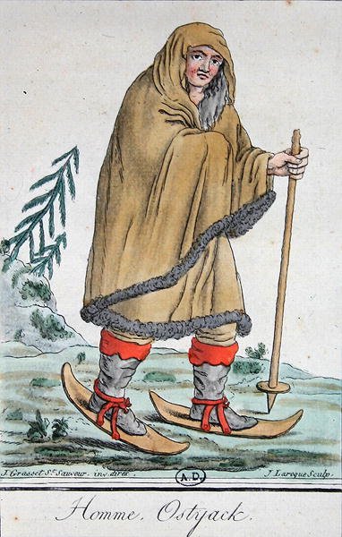 Ostyak Man på skidor av Jacques (after) Grasset de Saint Sauveur